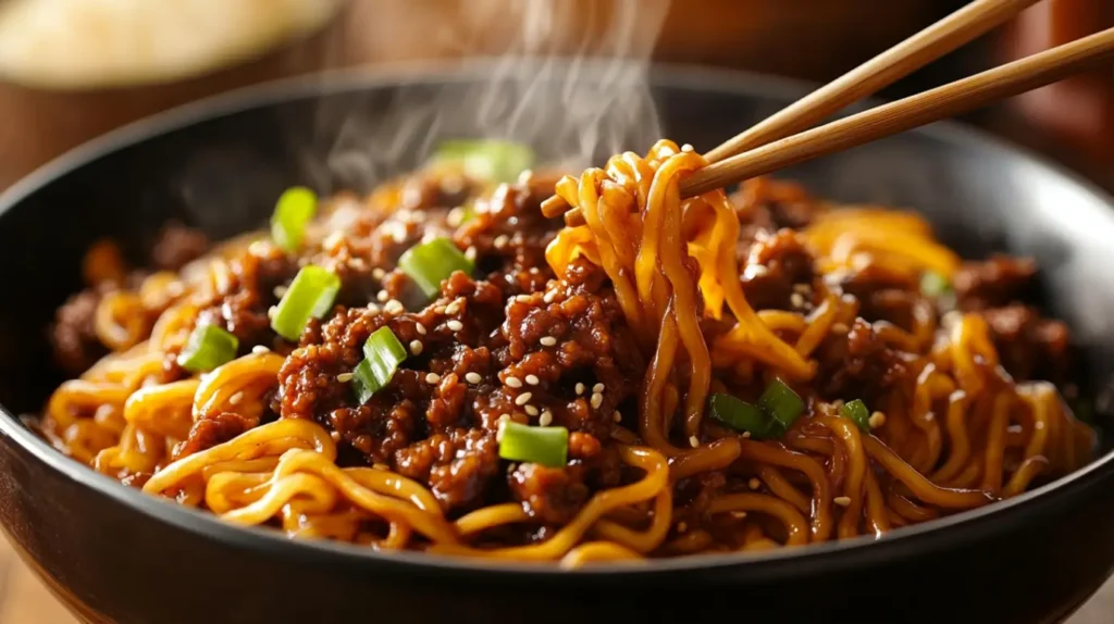 mongolian ground beef noodles1